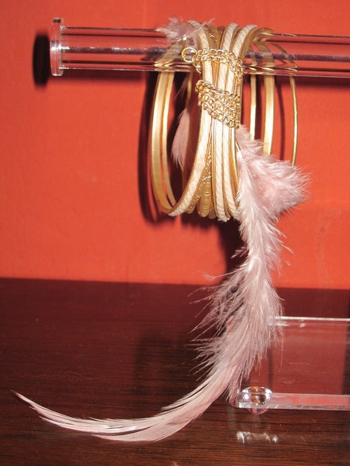 Gold Feather Bangle Set